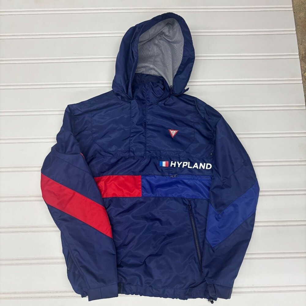 Hypland France Navy Blue Windbreaker Jacket Colorblock Design RARE Small